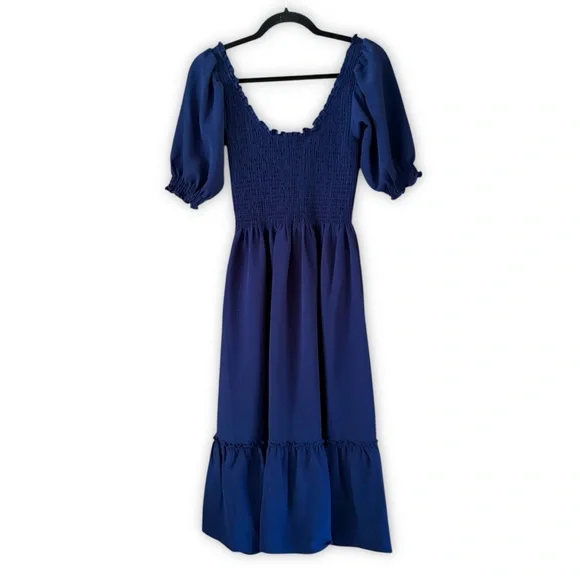 Hill House The Louisa Nap Dress Midi Navy Crepe NWT Size XS